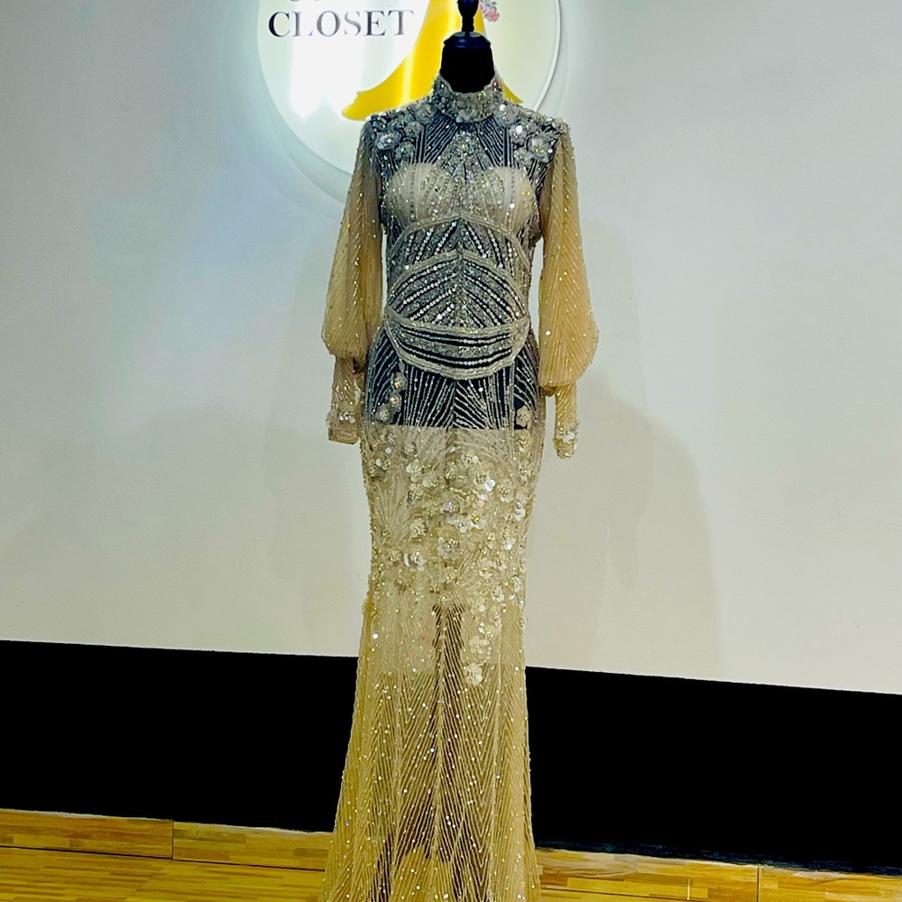 Heavily beaded Wedding/Evening/Prom Dress